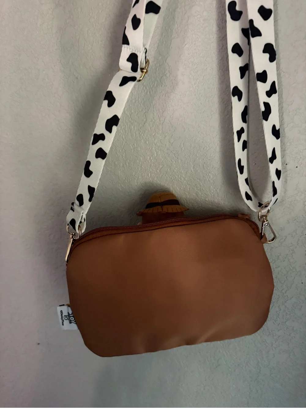 NWT Potdemiel Disney Pixar Toy Story Woody Plush Crossbody Bag Cow Print Strap
